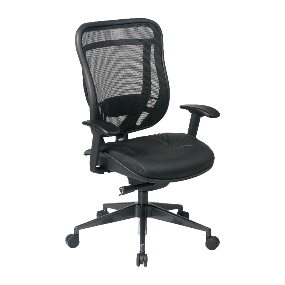 Office Star Space 818A Executive Bonded Leather High-Back Chair, Black/Gunmetal