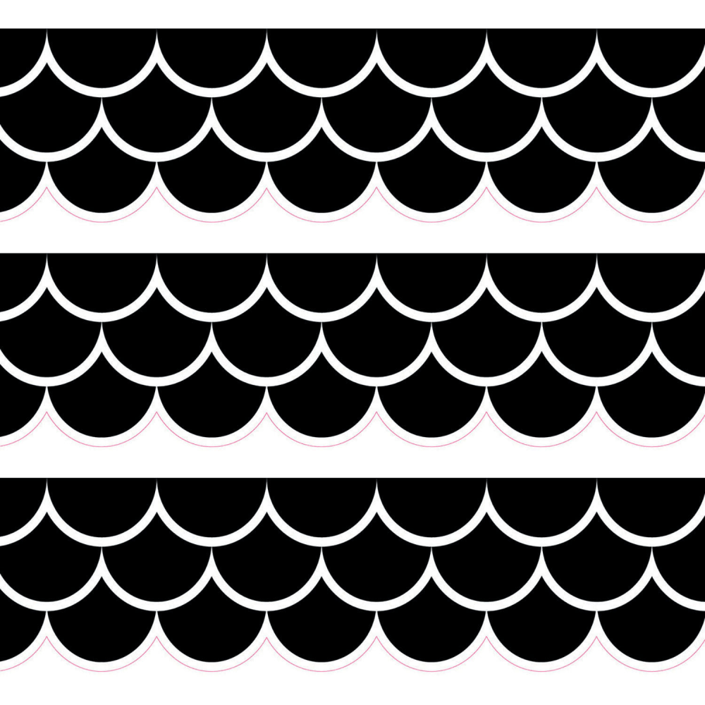 Creative Teaching Press EZ Borders, Black Scallops, 48' Per Pack, Set Of 3 Packs