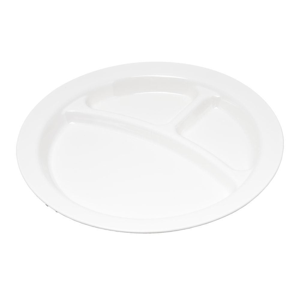 Carlisle Narrow-Rim 3-Compartment Plates, 9in, White, Pack Of 48