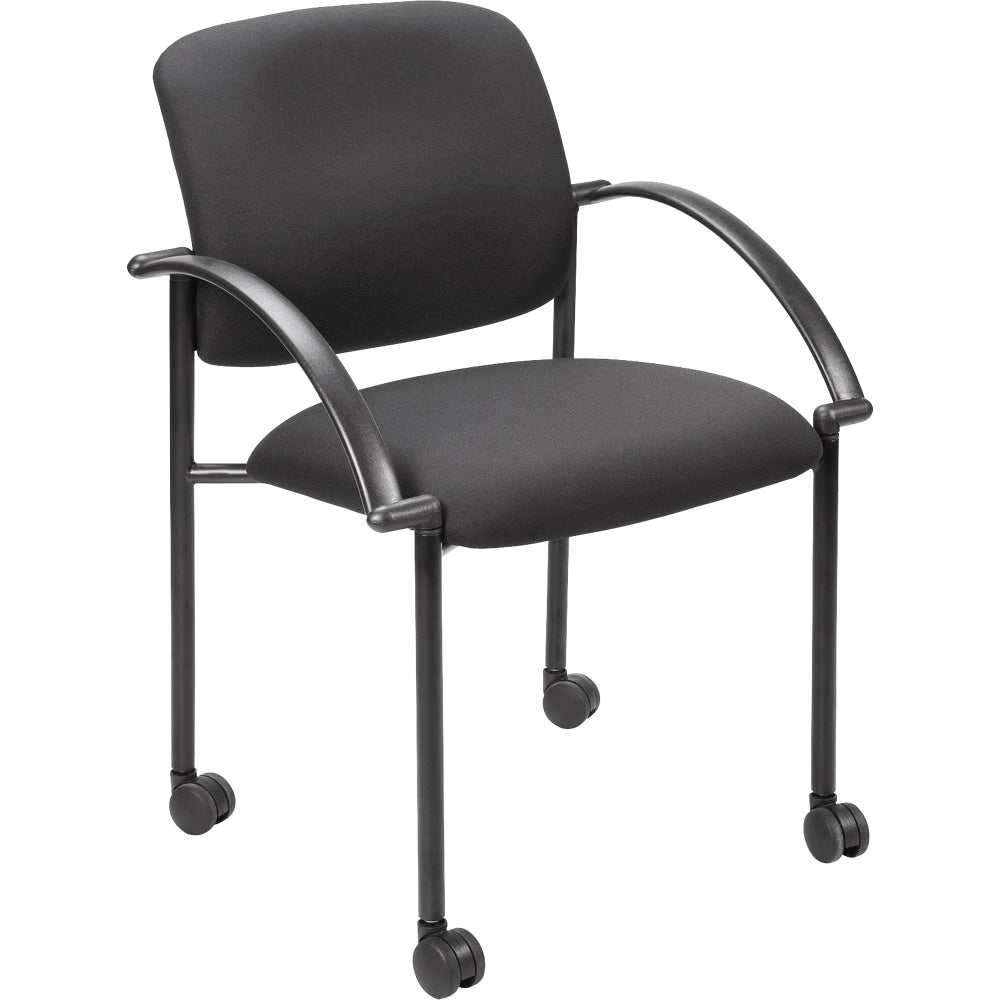 Lorell Mobile Stacking Guest Chair With Arms, Black, 2 Per Set