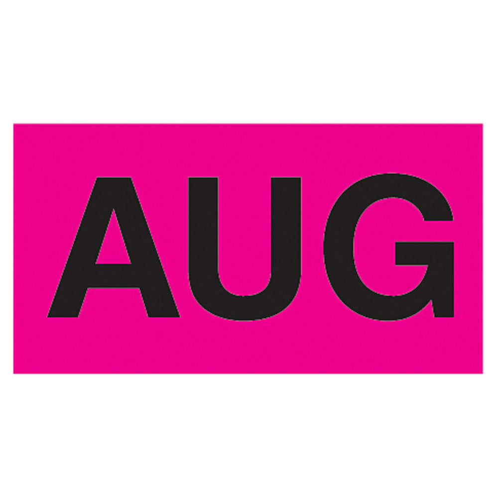 Tape Logic Permanent Inventory Label Roll, DL6842, Month-Style, "AUG," 6in x 3in, Pink, Roll Of 500