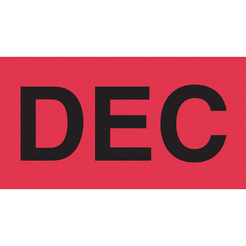 Tape Logic Permanent Inventory Label Roll, DL6922, Month-Style, "DEC," 6in x 3in, Red, Roll Of 500