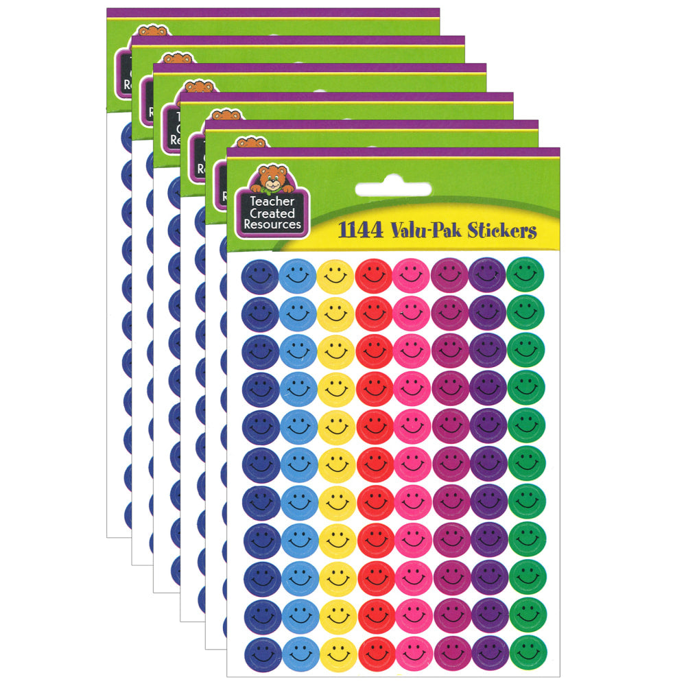 Teacher Created Resources Mini Stickers, Happy Face, 1,144 Per Pack, Set Of 6 Packs