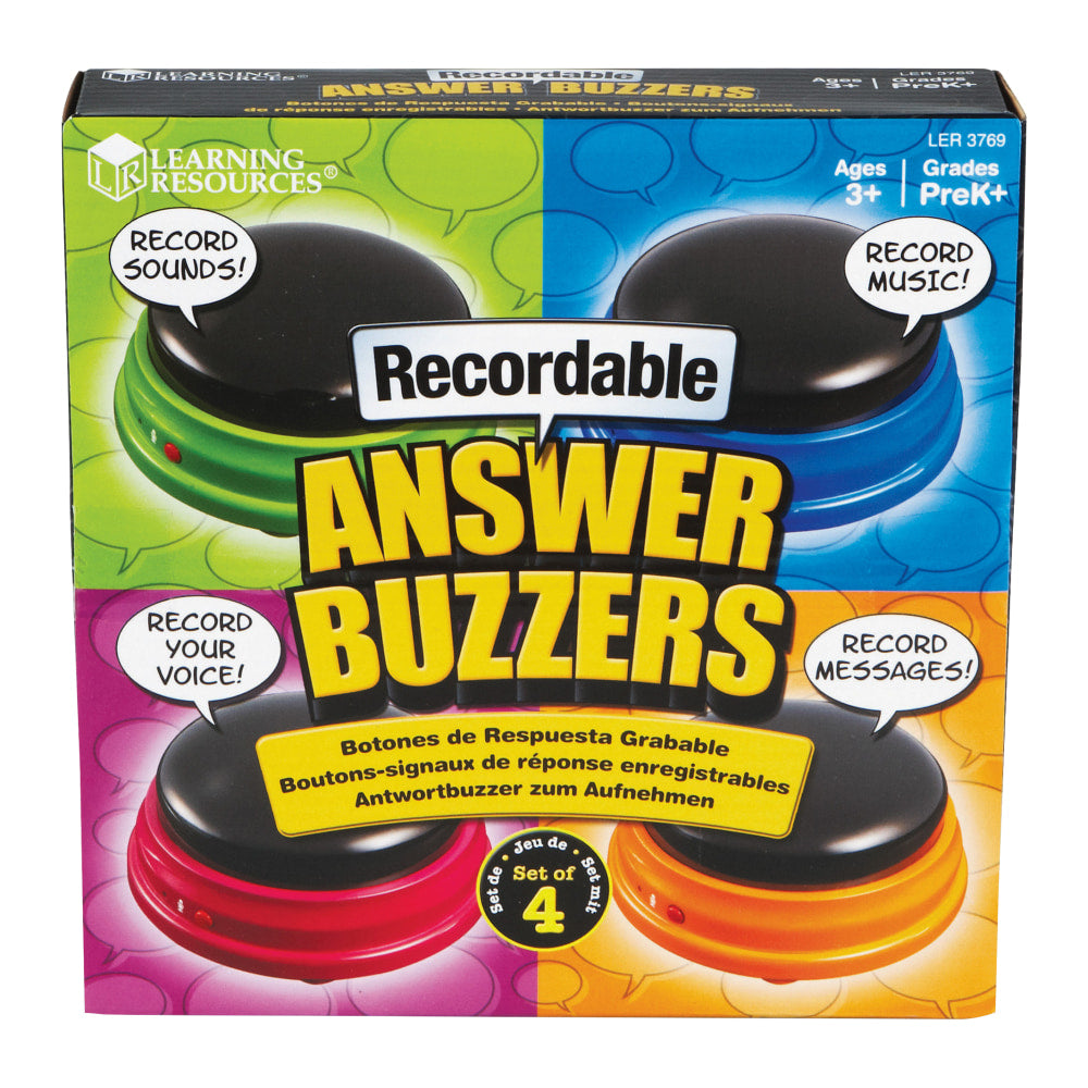 Learning Resources Recordable Answer Buzzers, Multicolored / Skill Learning Sound Game, 3+, Pack Of 4