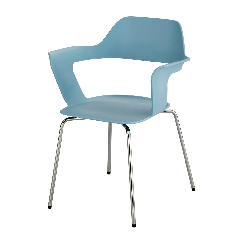 Safco Bandi Shell Stacking Chairs, Blue/Silver, Set Of 2