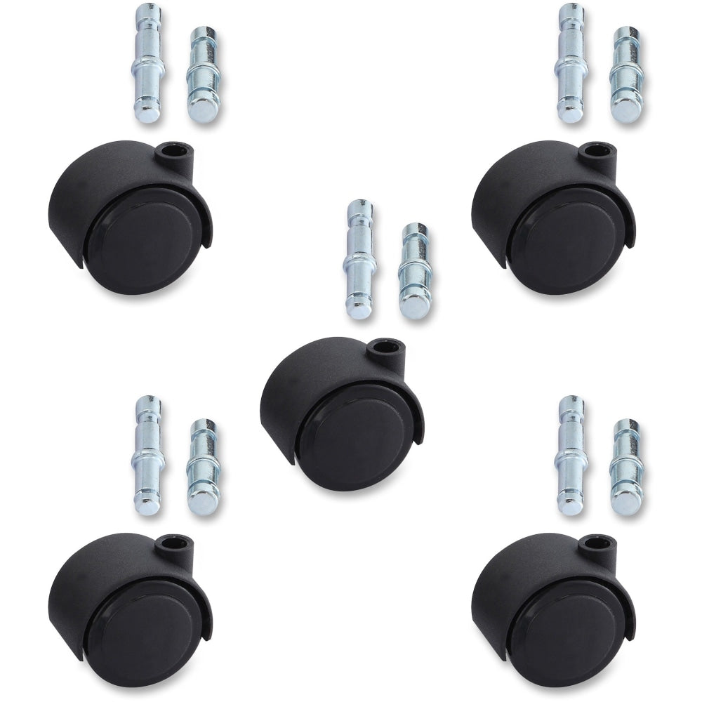 Lorell Premium Dual Soft Wheel Casters Set, Black, Set Of 5