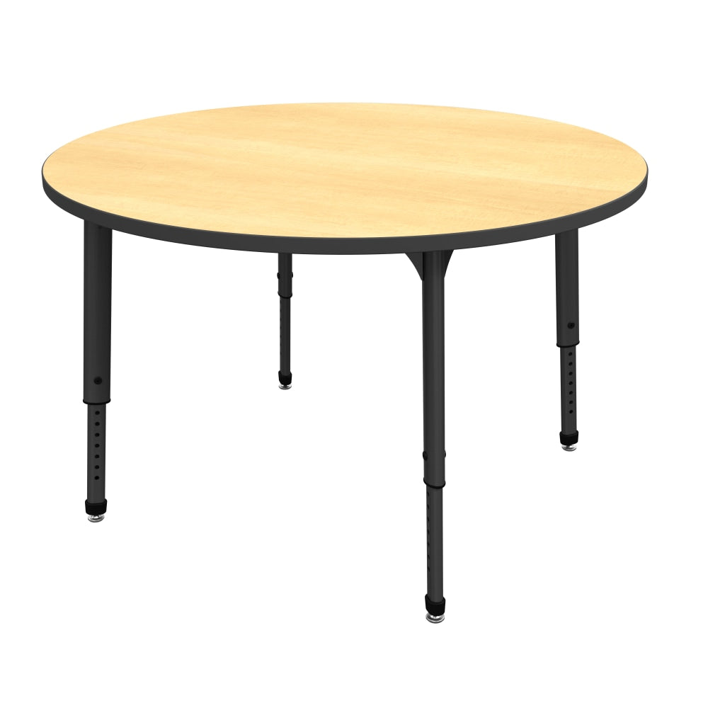 Marco Group Apex Series Round Adjustable Tables, 30inH x 48inW x 48inD, Maple/Black