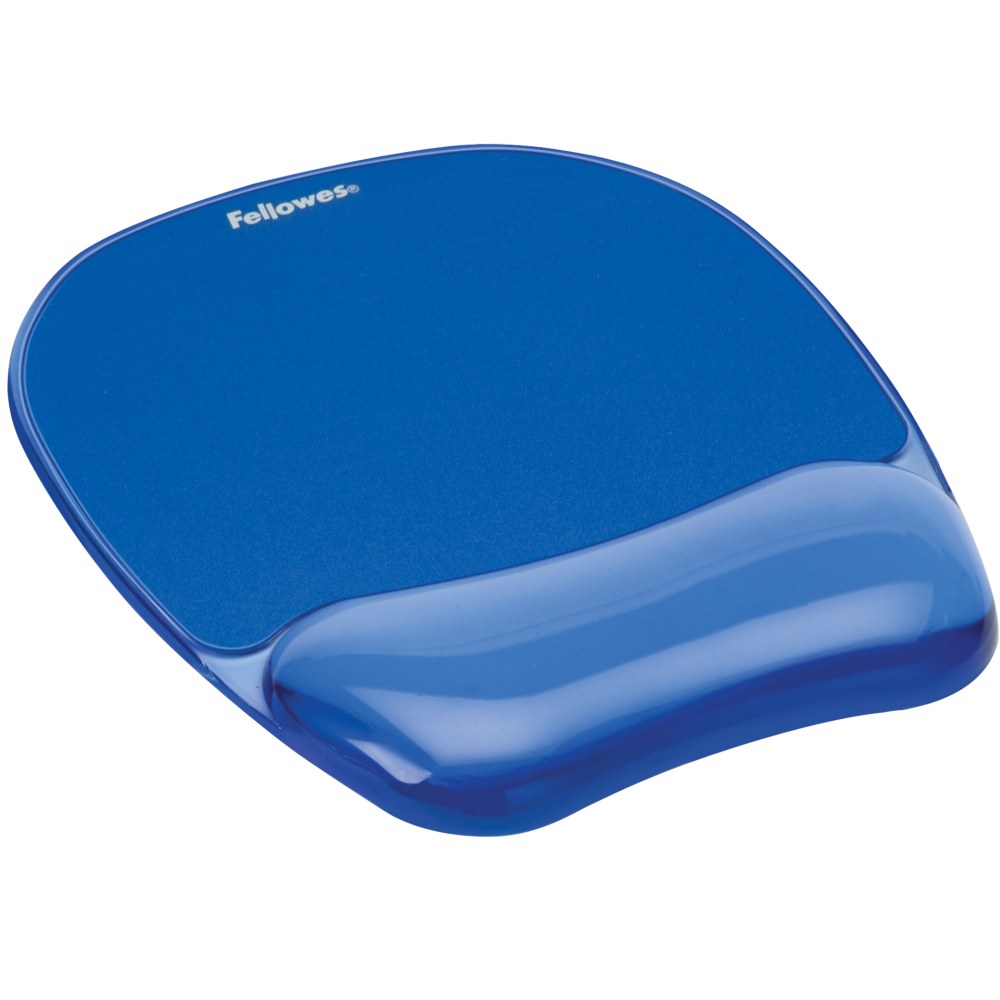 Fellowes Gel Crystals Mouse Pad With Wrist Rest, 1inH x 7.94inW x 9.25inD, Blue