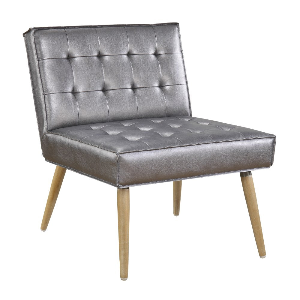 Ave Six Amity Tufted Accent Chair, Sizzle Pewter/Light Brown/Gold