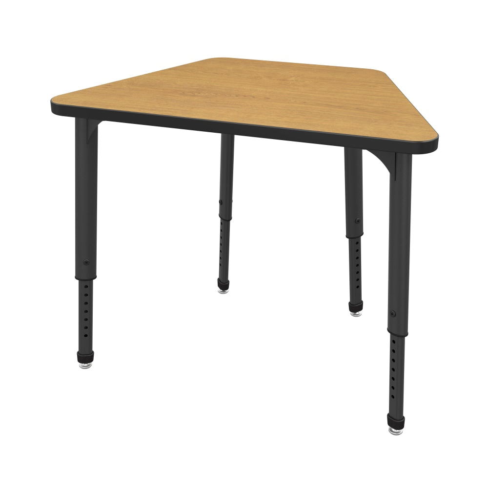 Marco Group Apex Series Adjustable Trapezoid 36inW Student Desk, Solar Oak/Black