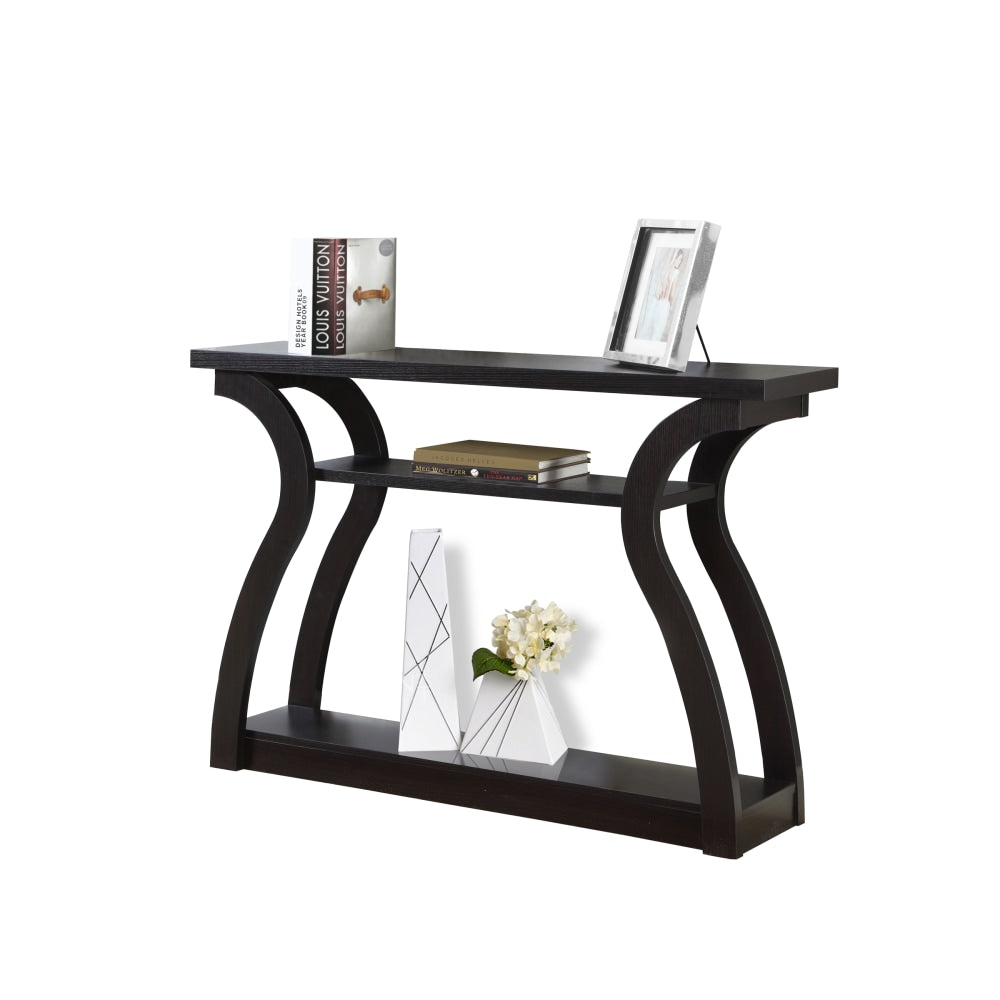 Monarch Specialties Console Table, Curved, 3 Tier, Cappuccino