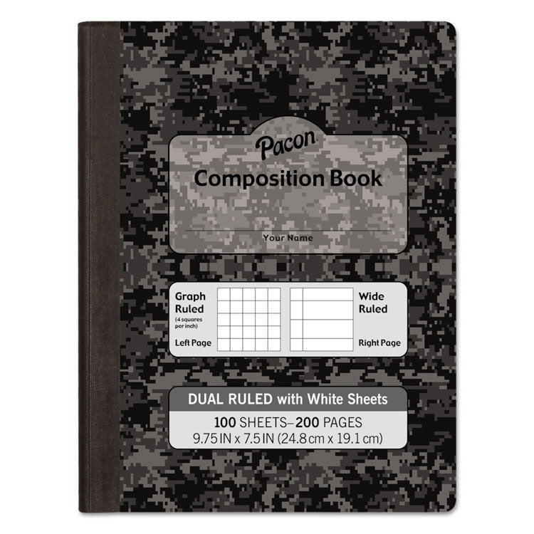 Composition Book, Wide/Legal Rule, Black Cover, (100) 9.75 x 7.5 Sheets