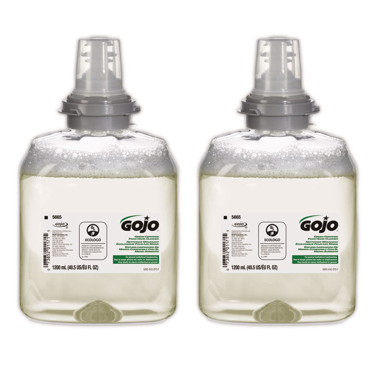 Tfx Green Certified Foam Hand Cleaner Refill, Unscented, 1,200 Ml, 2/carton