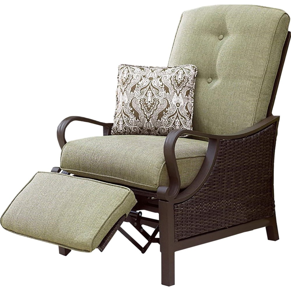 Hanover Ventura Luxury Recliner in Vintage Meadow, Olive - Olefin Seat - Steel, Aluminum, Resin Frame - 26.3in Width x 36in Depth x 40.5in Height