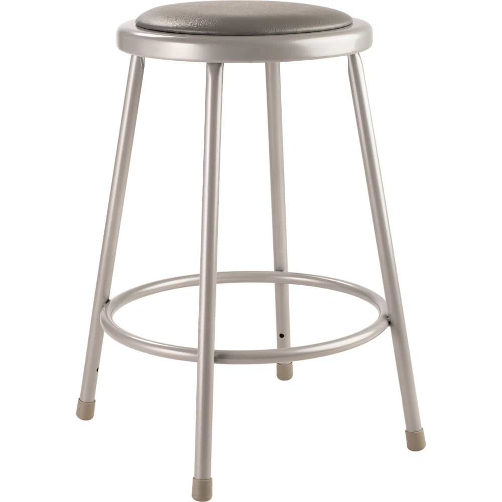 National Public Seating Vinyl-Padded Task Stool, Gray Seat/Gray Frame