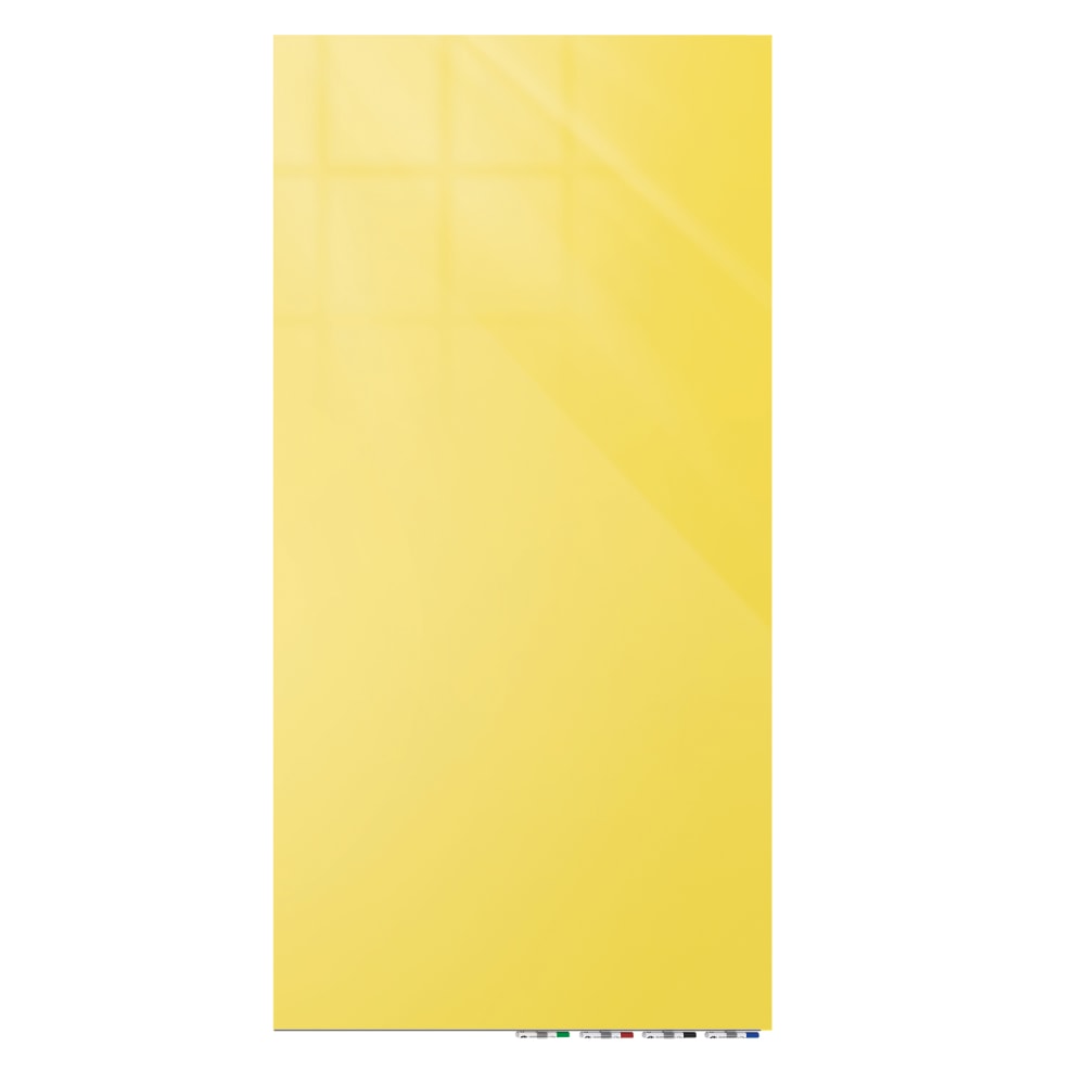 Ghent Aria Low-Profile Magnetic Glass Whiteboard, 96in x 48in, Yellow