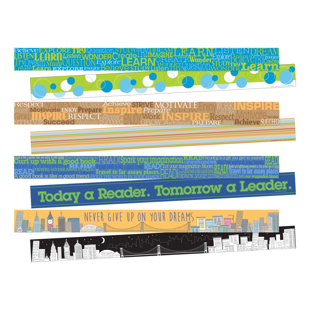 Barker Creek Double-Sided Borders, 3in x 35in, Inspirational, 12 Strips Per Pack, Set Of 4 Packs