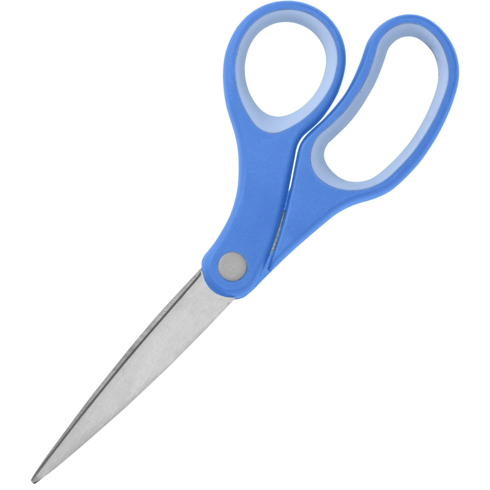 Sparco 8in Bent Multipurpose Scissors - 8in Overall Length - Bent - Stainless Steel - Blue - 1 Each