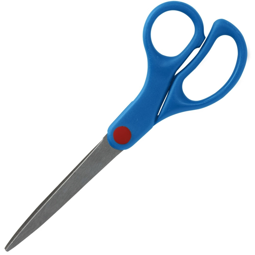 Sparco 7in Kids Straight Scissors - 7in Overall Length - Straight - Stainless Steel - Pointed Tip - Blue - 1 Each