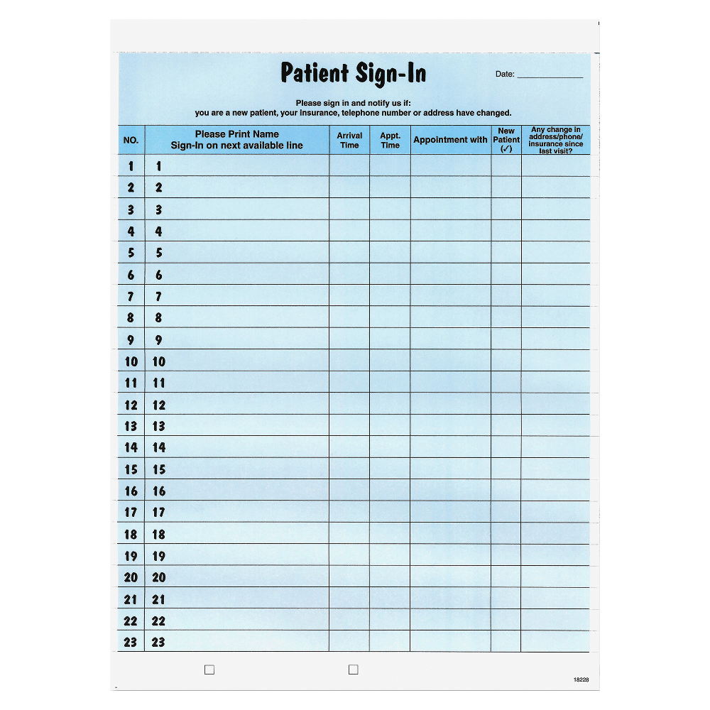 Tabbies Patient Sign-In Label Forms, Blue, Pack of 125