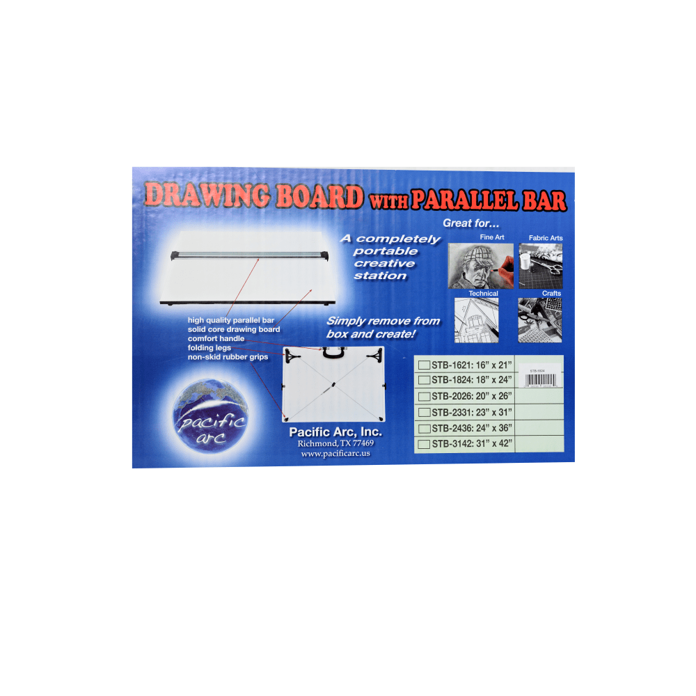 Pacific Arc Drawing Board With Parallel Bar, 18in x 24in