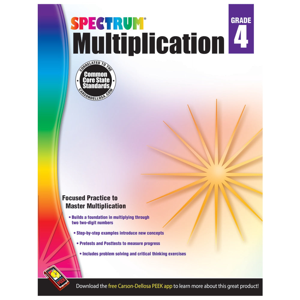 Carson-Dellosa Spectrum Math Workbook, Multiplication, Grade 4