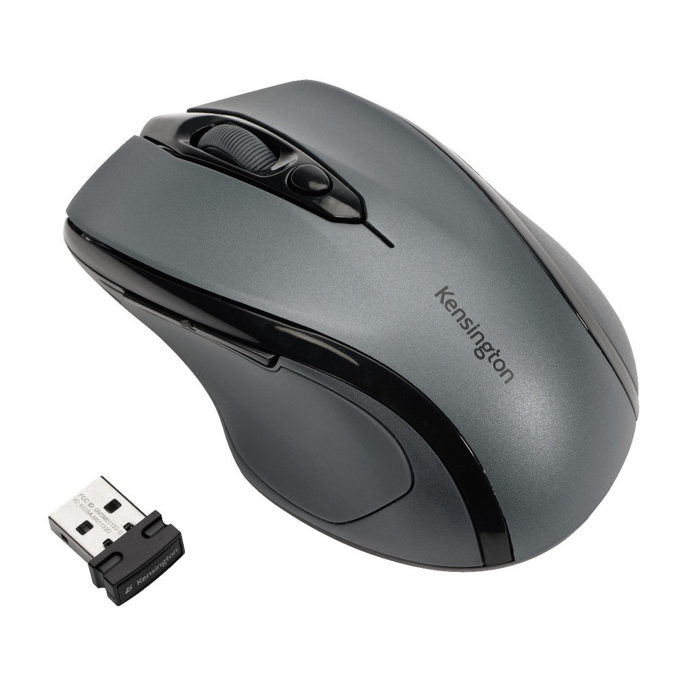 Kensington Pro Fit Wireless Mid-Size Mouse - Optical - Wireless - Radio Frequency - Gray - USB - 1600 dpi - Scroll Wheel - Medium Hand/Palm Size - Right-handed