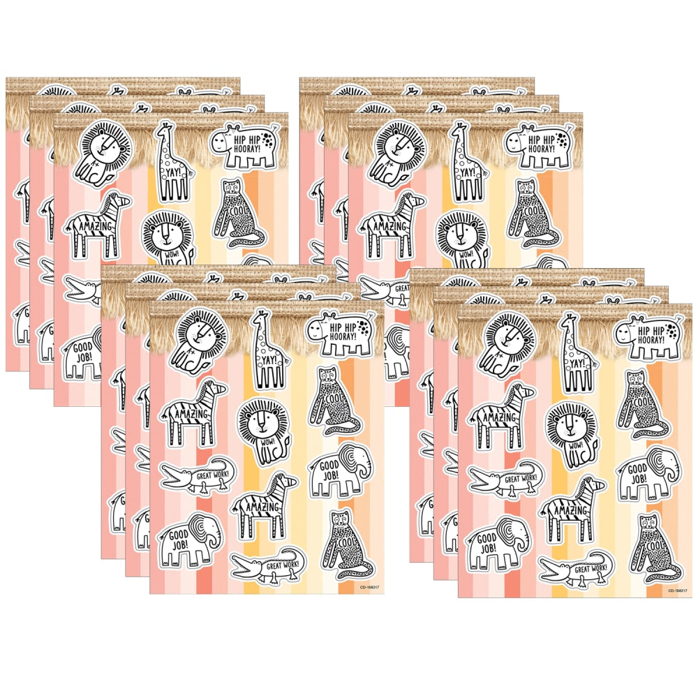 Carson Dellosa Education Stickers, Safari Animals, 72 Stickers Per Pack, Set Of 12 Packs