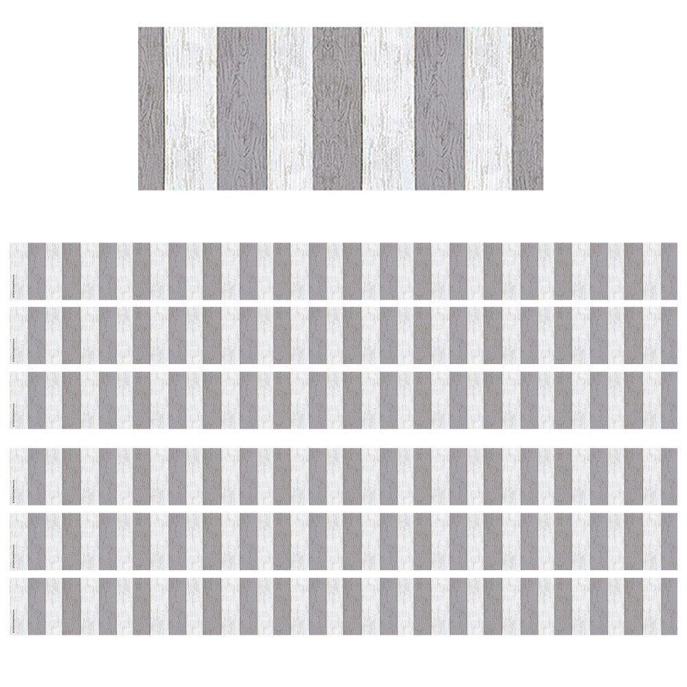 Teacher Created Resources Border Trim, Modern Farmhouse Gray Stripes, 35', Set Of 6 Packs