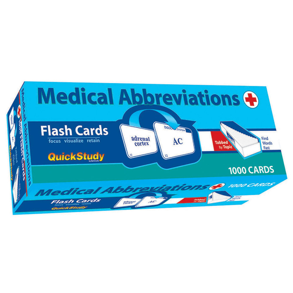QuickStudy Flash Cards, 4in x 3-1/2in, Medical Abbreviations, Pack Of 1,000 Cards