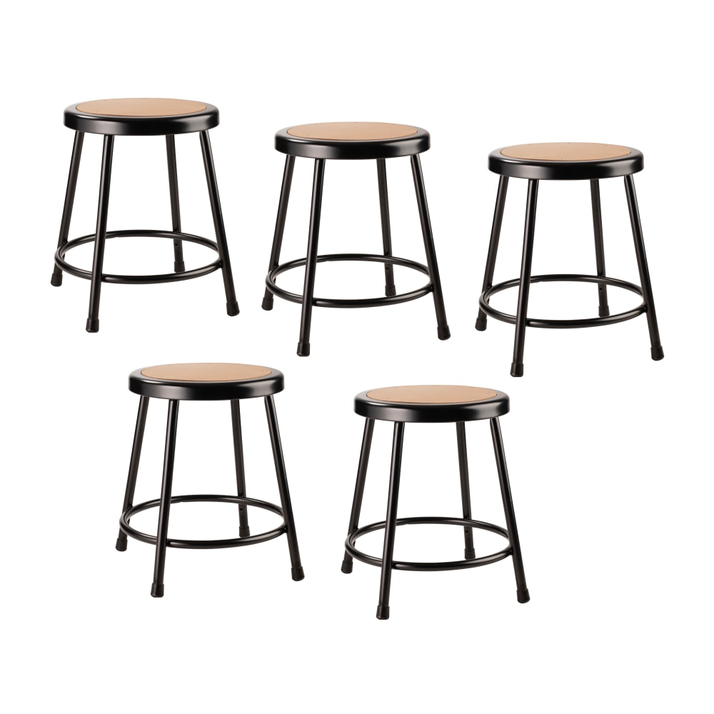 National Public Seating Hardboard Round Stools, Black/Masonite Wood, Pack Of 5 Stools
