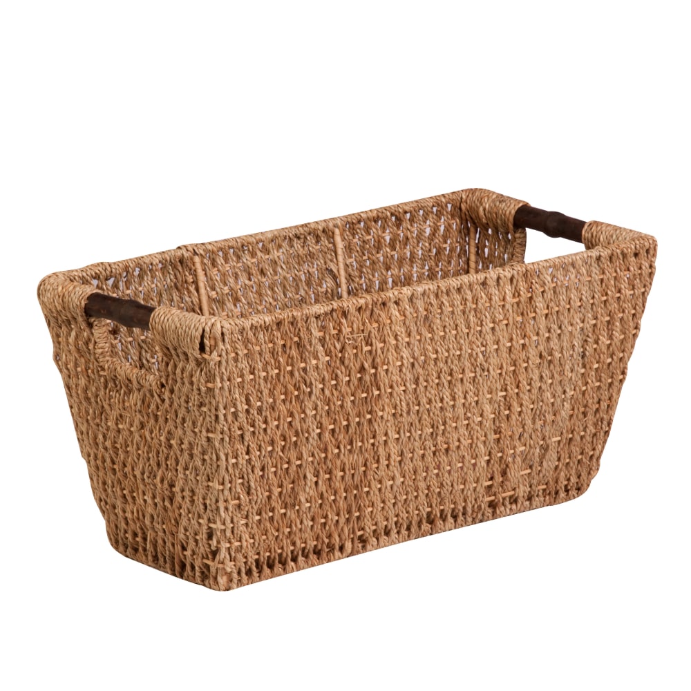 Honey-Can-Do Seagrass Basket With Handles, Medium Size, 10in x 10in x 20-1/4in, Brown/Natural