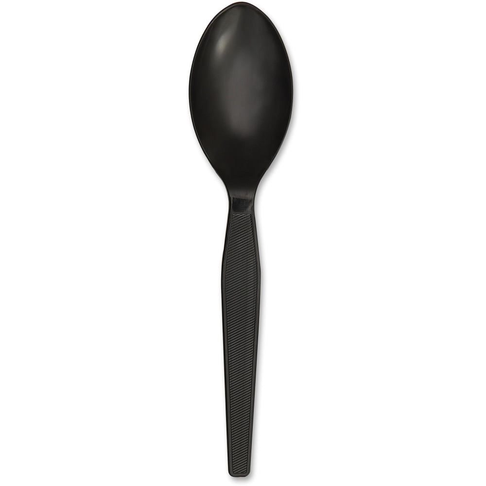 Genuine Joe Heavyweight Spoon - 1 Piece(s) - 1000/Carton - 1 x Spoon - Disposable - Textured - Black