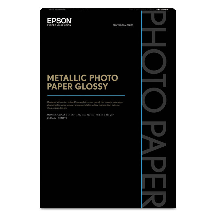 Professional Media Metallic Gloss Photo Paper, 5.5 Mil, 13 X 19, White, 25/pack