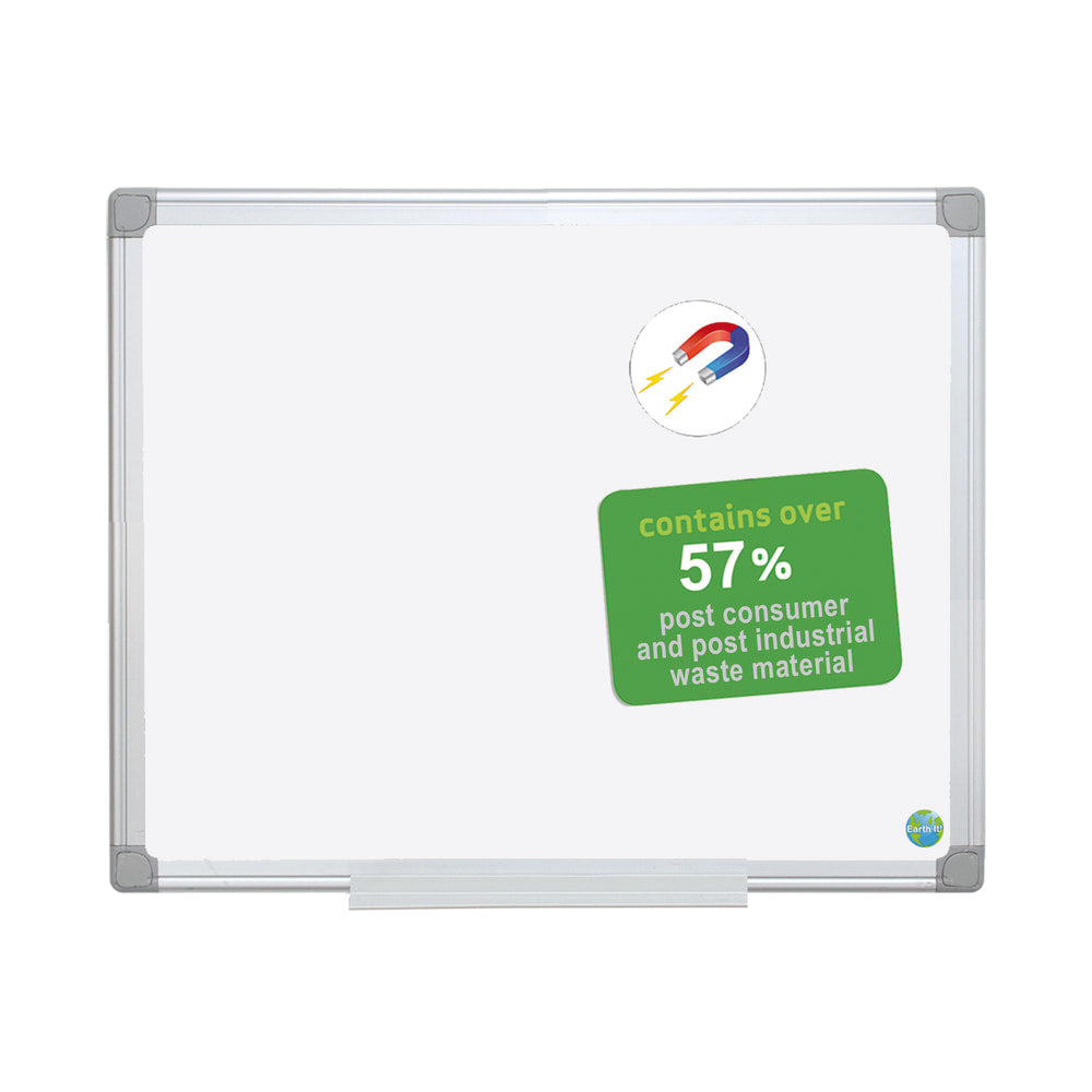 MasterVision Earth Platinum Pure White Magnetic Dry-Erase Whiteboard, 48in x 72, Aluminum Frame With White Finish