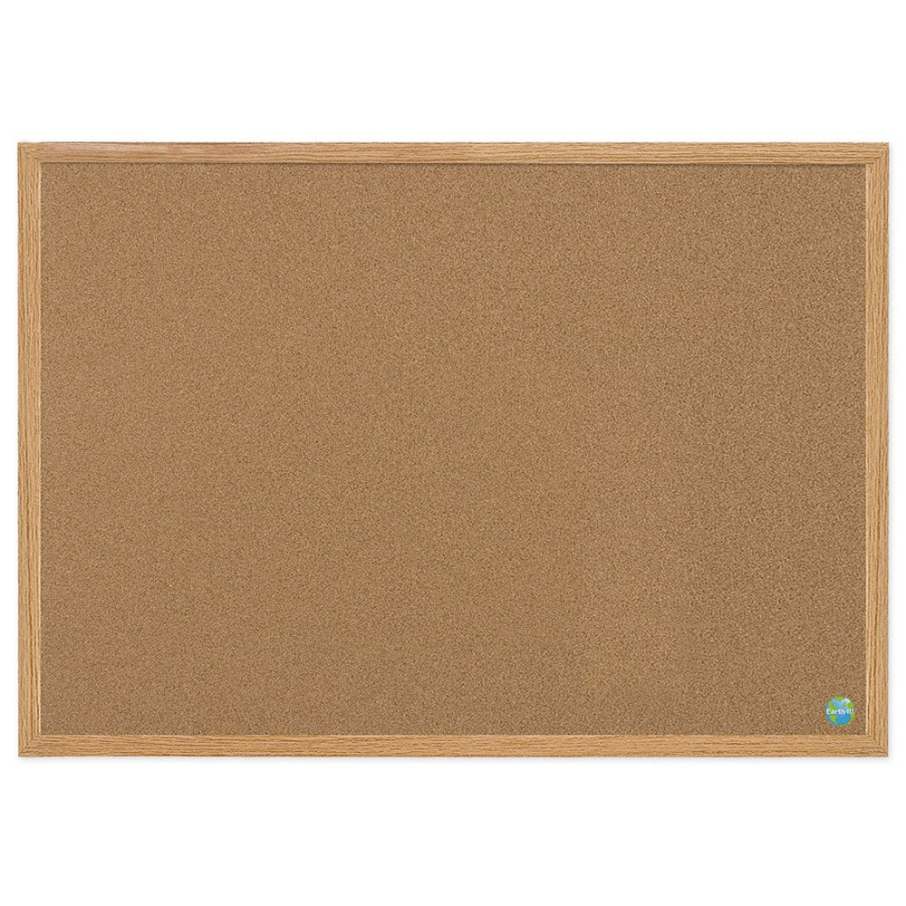 MasterVision Earth Cork Board, 24in x 36in, 60% Recycled, Wood Frame