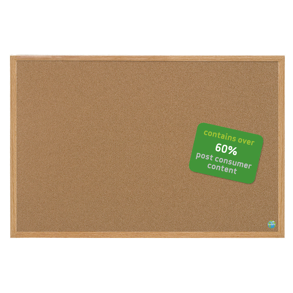 MasterVision Earth Cork Board, 36in x 48in, 60% Recycled, Wood Frame