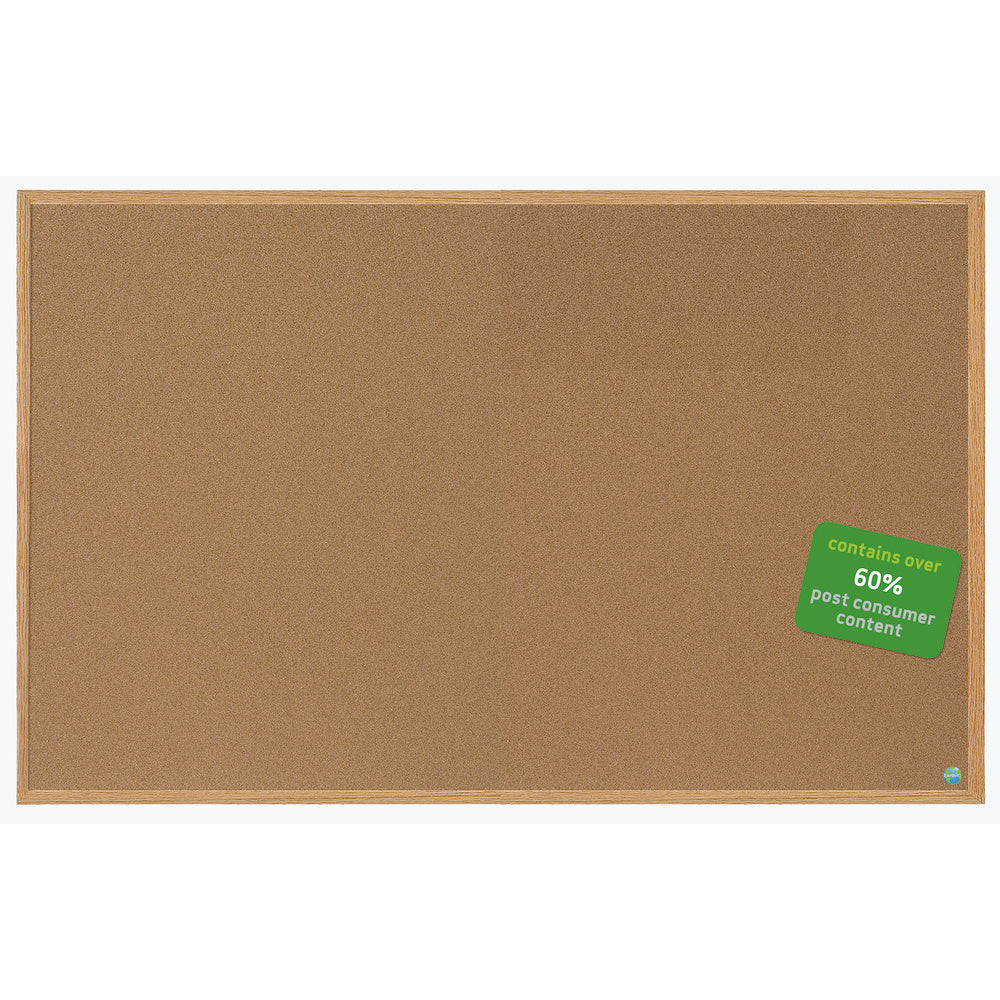 MasterVision Earth Cork Board, 48in x 72in, 60% Recycled, Wood Frame