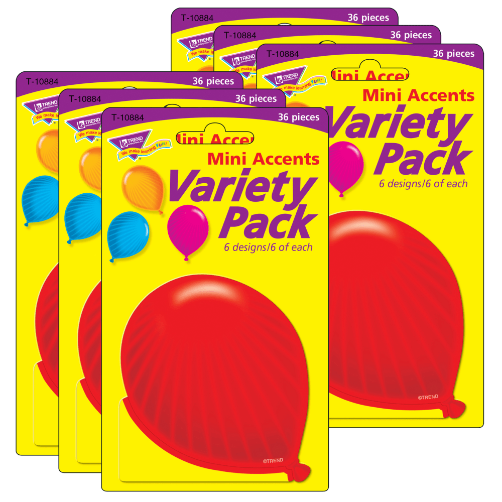 TREND Mini Accents, Party Balloons, 36 Accents Per Pack, Set Of 6 Packs