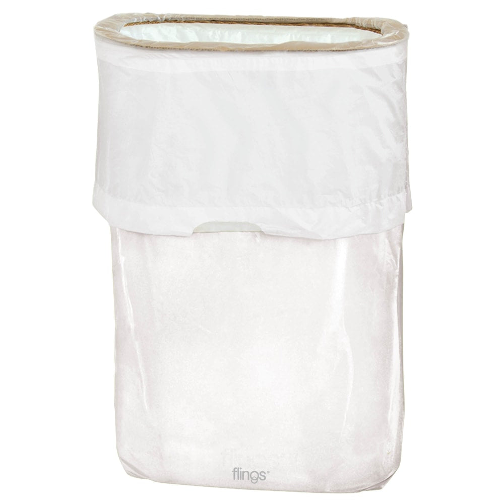 Amscan Pop-Up Plastic Trash Fling Bins, 13 Gallons, Frosty White, Pack Of 3 Bins