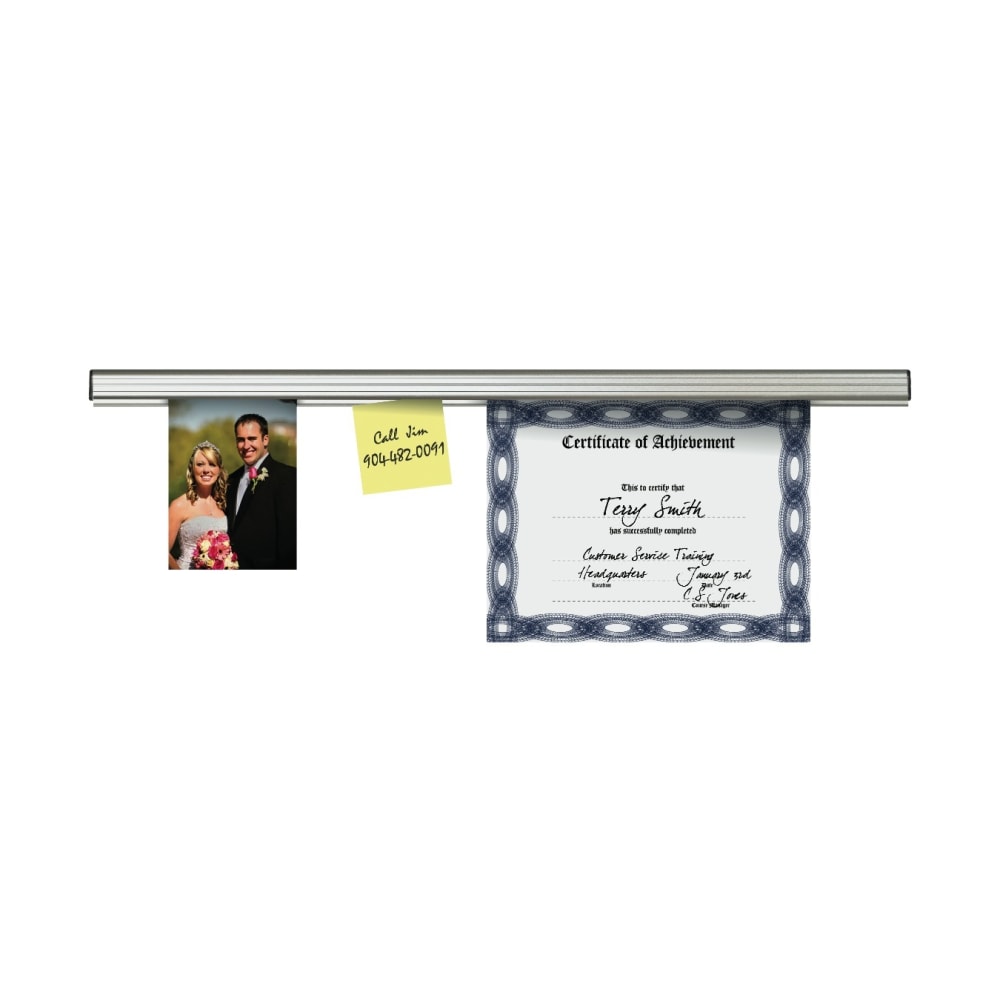 Advantus Grip-A-Strip Display Rail, 1 1/2in x 96in, Satin
