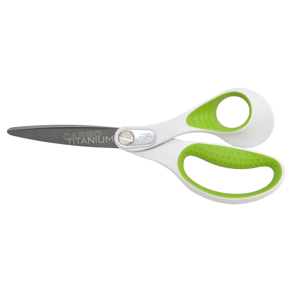 Westcott CarboTitanium Scissors, 8in, Straight, White/Green