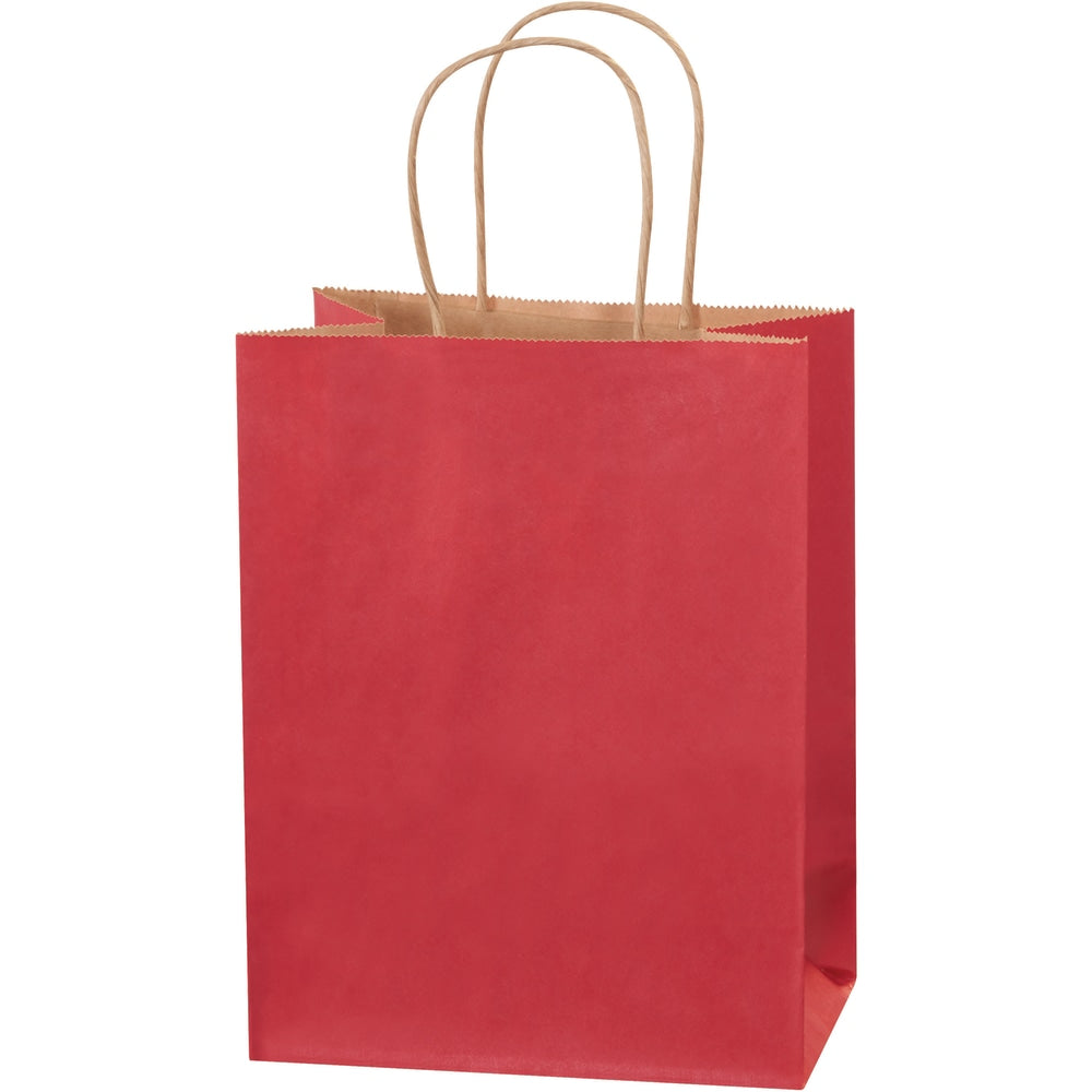 Partners Brand Tinted Shopping Bags, 10 1/4inH x 8inW x 4 1/2inD, Scarlet, Case Of 250