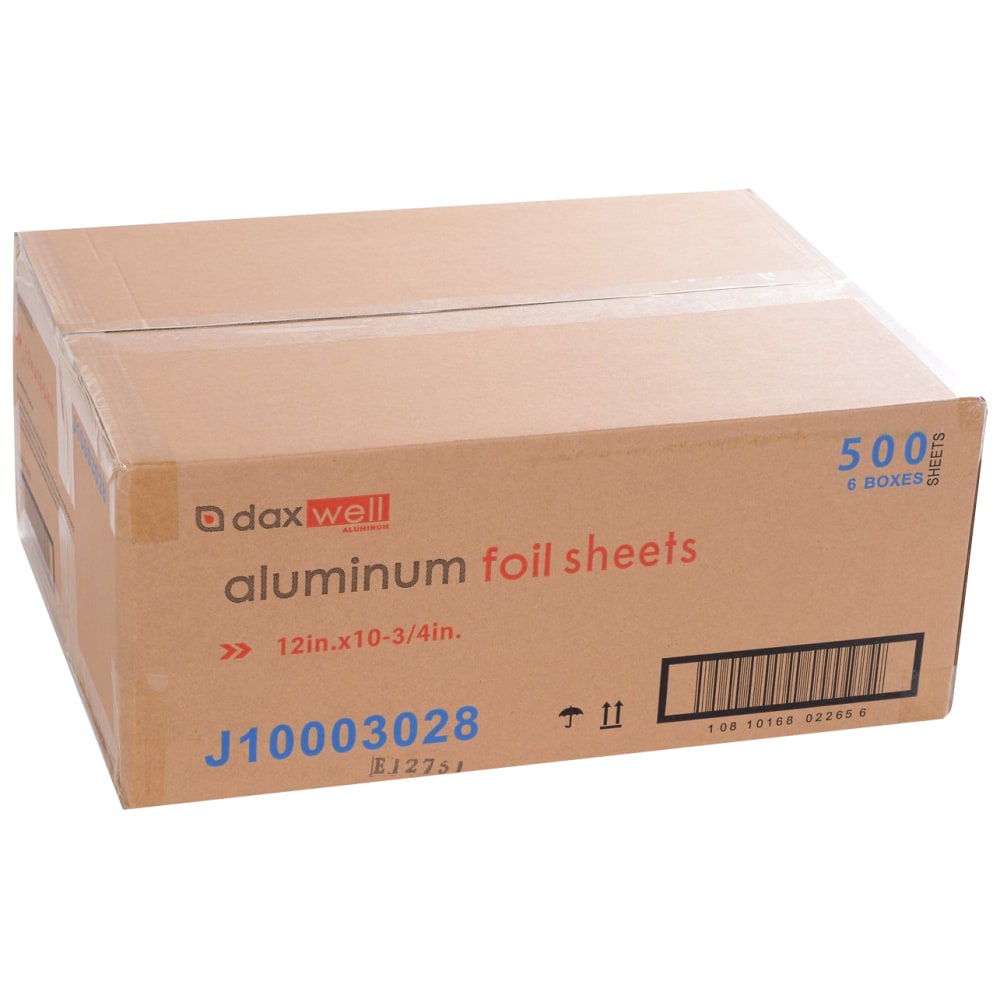 Daxwell Aluminum Foil Sheets, 12inW x 10 3/4inL, 500 Sheets Per Box, Case Of 6 Boxes