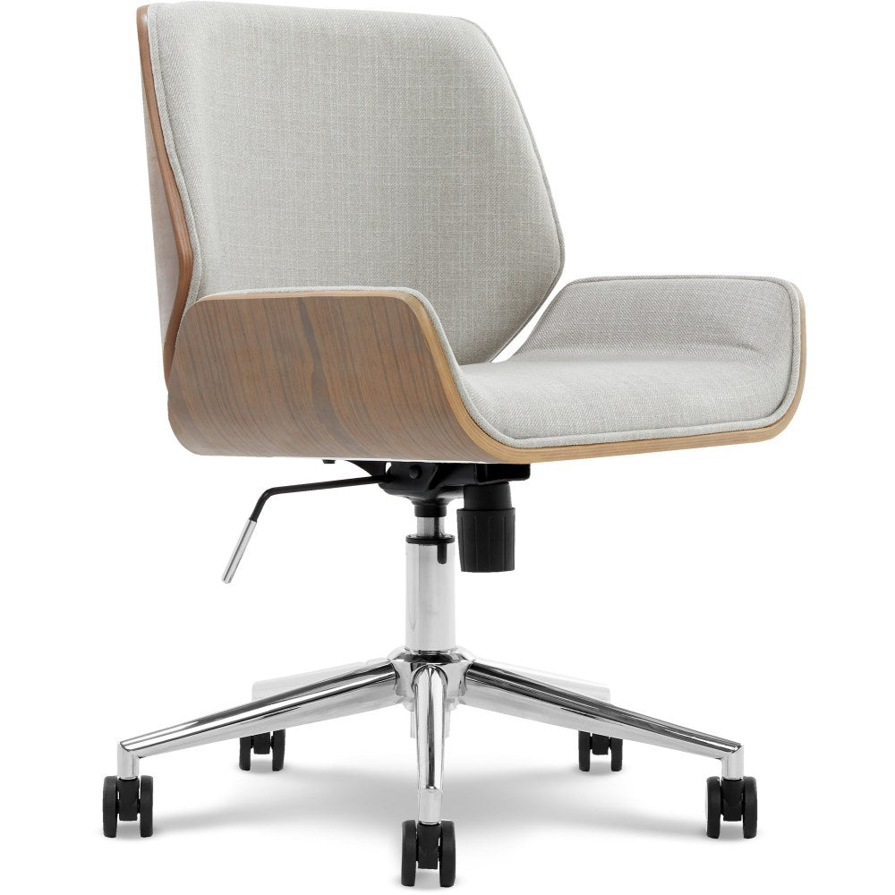 Elle Decor Ophelia Bentwood Fabric Mid-Back Task Chair, Gray/Chrome