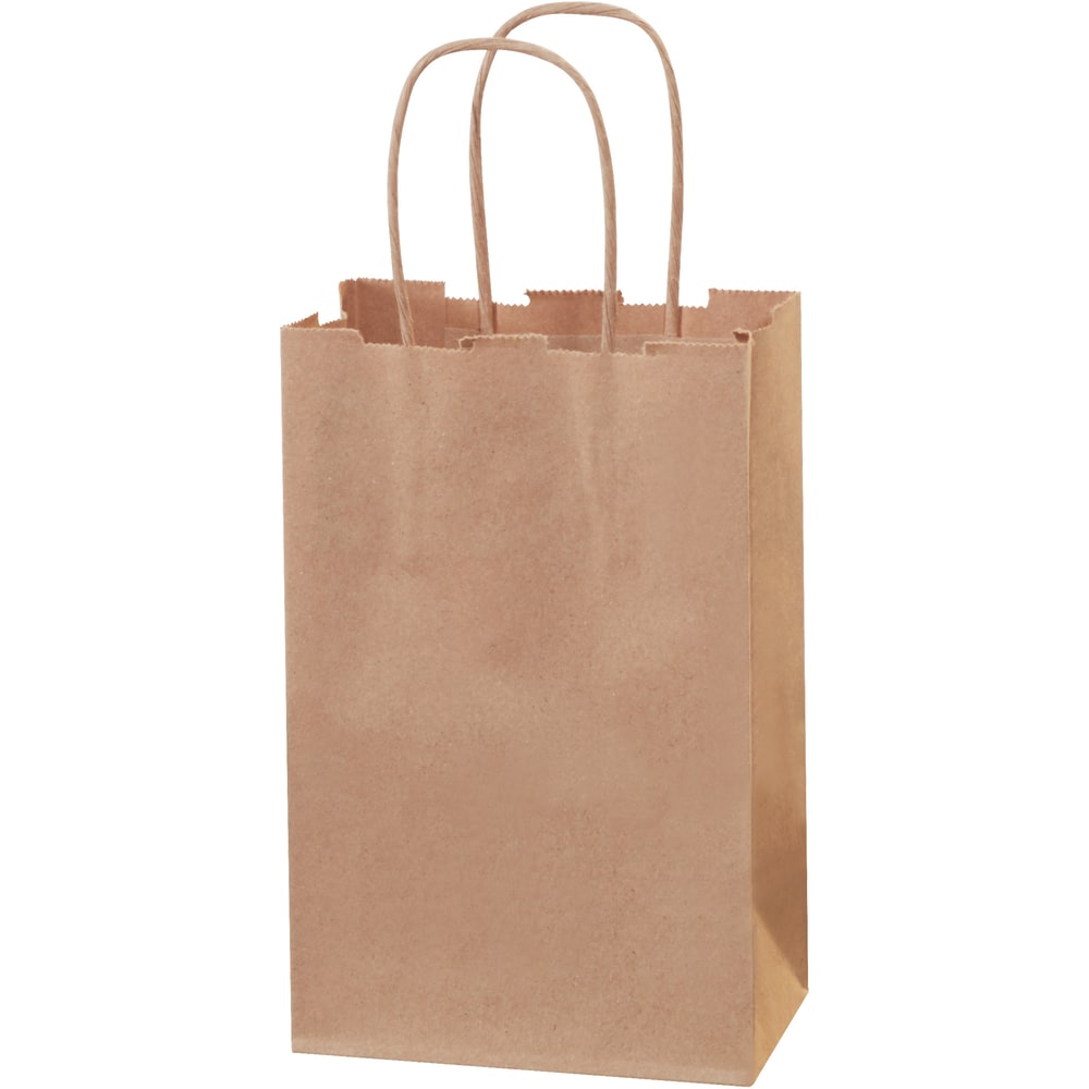 Partners Brand Paper Shopping Bags, 8 3/8inH x 5 1/4inW x 3 1/4inD, Kraft, Case Of 250