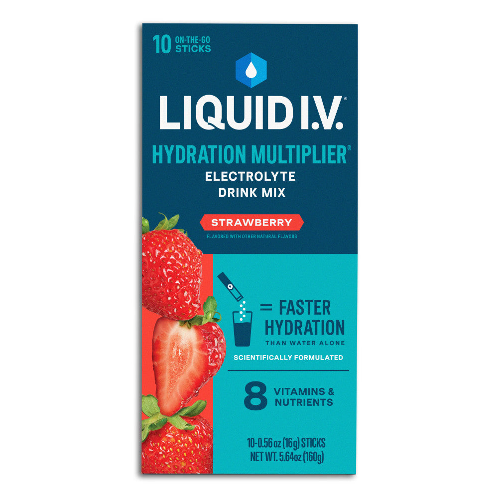 Liquid IV Strawberry Hydration Multiplier, 0.56 Fl Oz, Pack Of 10 Pouches