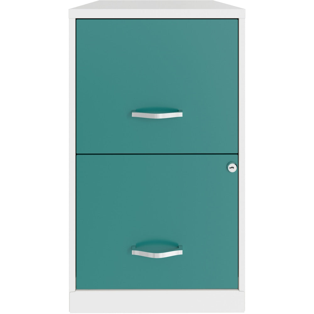 Realspace SOHO Smart 18inD Vertical 2-Drawer File Cabinet, White/Teal