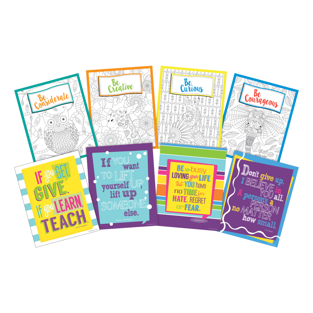 Barker Creek Art Print Set, 8in x 10in, Happy & Color Me! Boho Designs, Set Of 8 Prints