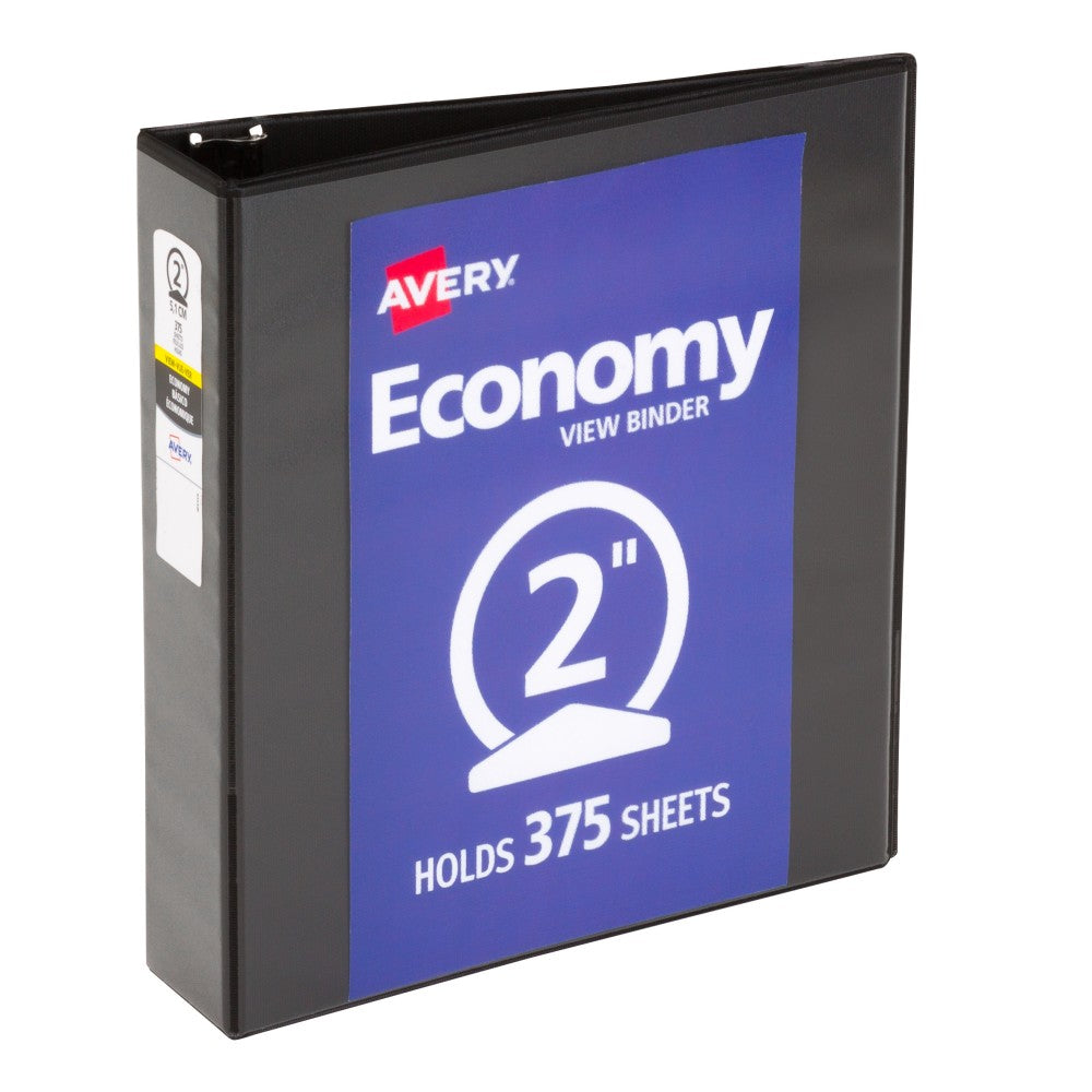 Avery Economy View 3-Ring Binder, 2in Round Rings, 39% Recycled, Black